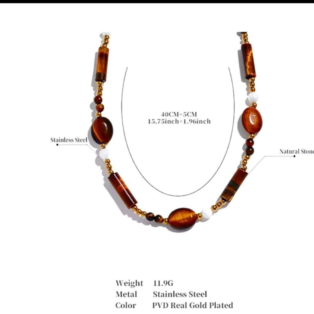 Natural Stone Gold Plated Necklace - Picture 8 of 15